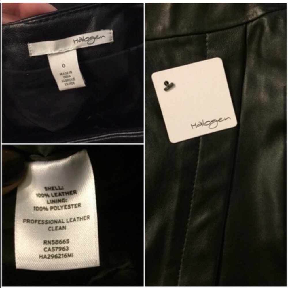 Halogen Genuine Leather Seamed Skirt - Picture 3 of 3